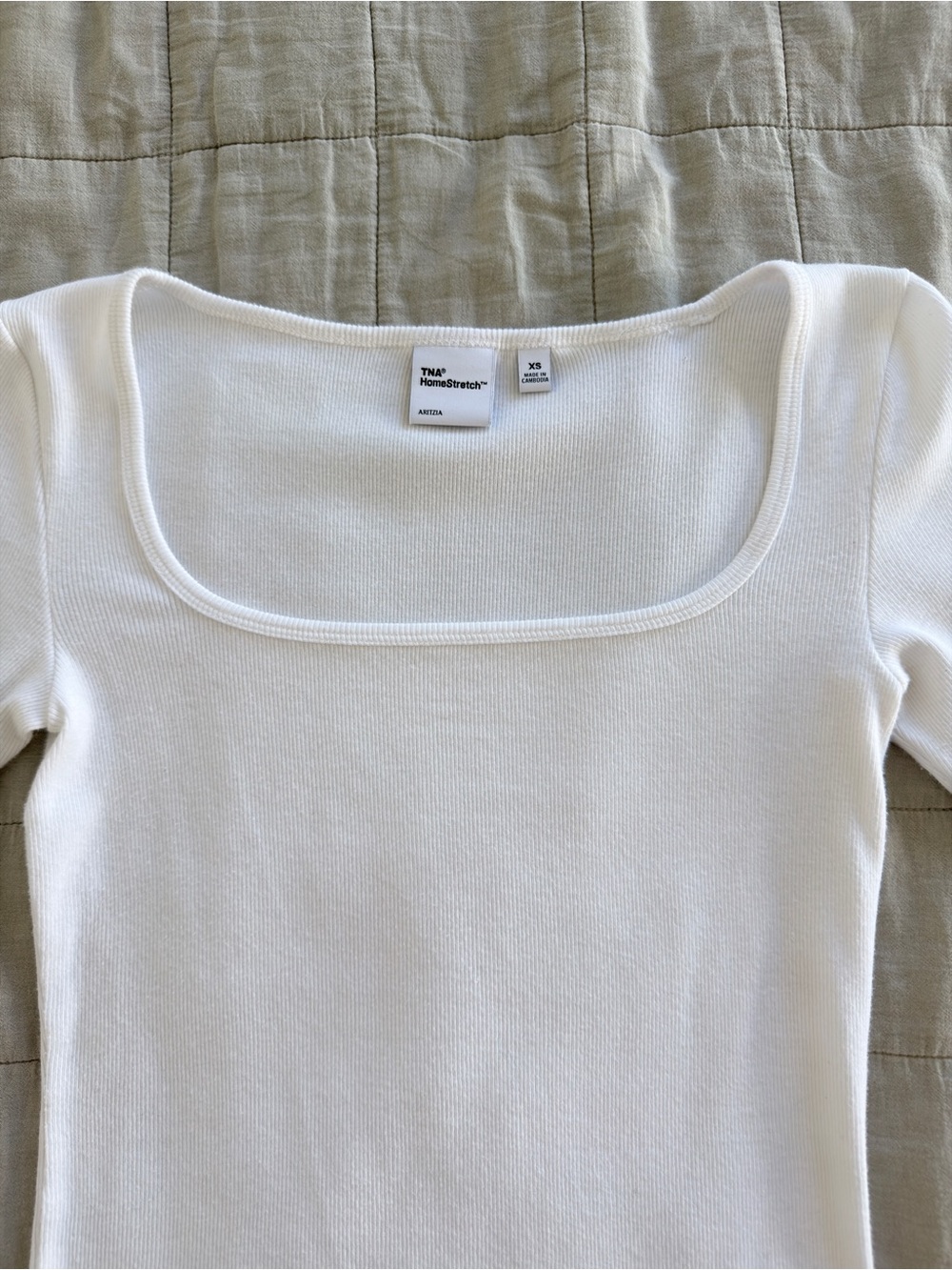 Aritzia TNA HomeStretch Square-Neck Long Sleeve Top — XS